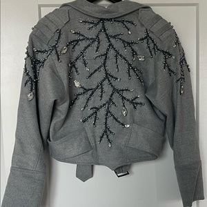 Cropped Cashmere Biker Jacket with pearls